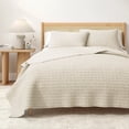 thumbnail image 1 of Honeycomb Waffle Garment Washed 3-Piece Cotton Quilt Set, King, Natural, 1 of 7