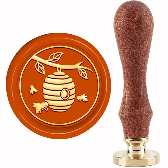 Honeycomb Wax Seal Stamp Bee Hive Sealing Stamp Copper Seals Retro Removable Brass Head with Wooden Handle for Wedding Letter Invitation Envelope Cards Scrapbooking Package Colorful