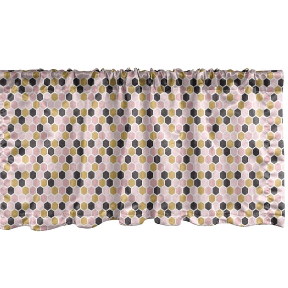 Ambesonne Honeycomb Valance Pack of 2, Modern Geometric Style, 54"X12", Pale Pink and Pale Brown