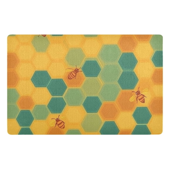 Honeycomb and Bees Floor Door Mat Outdoor Indoor for Home Entrance Welcome Mats 32"x20"