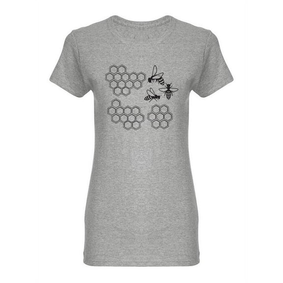 Honeycombs And Bees. T-Shirt Women -Image by Shutterstock, Female Small