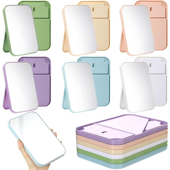 Honeydak 16 Pcs Desktop Makeup Mirror Bulk Vanity Table Mirror with Stand 90 Adjustable Portable Folding Travel Spa Party Supplies for Women Personal Beauty (Colorful) Y101