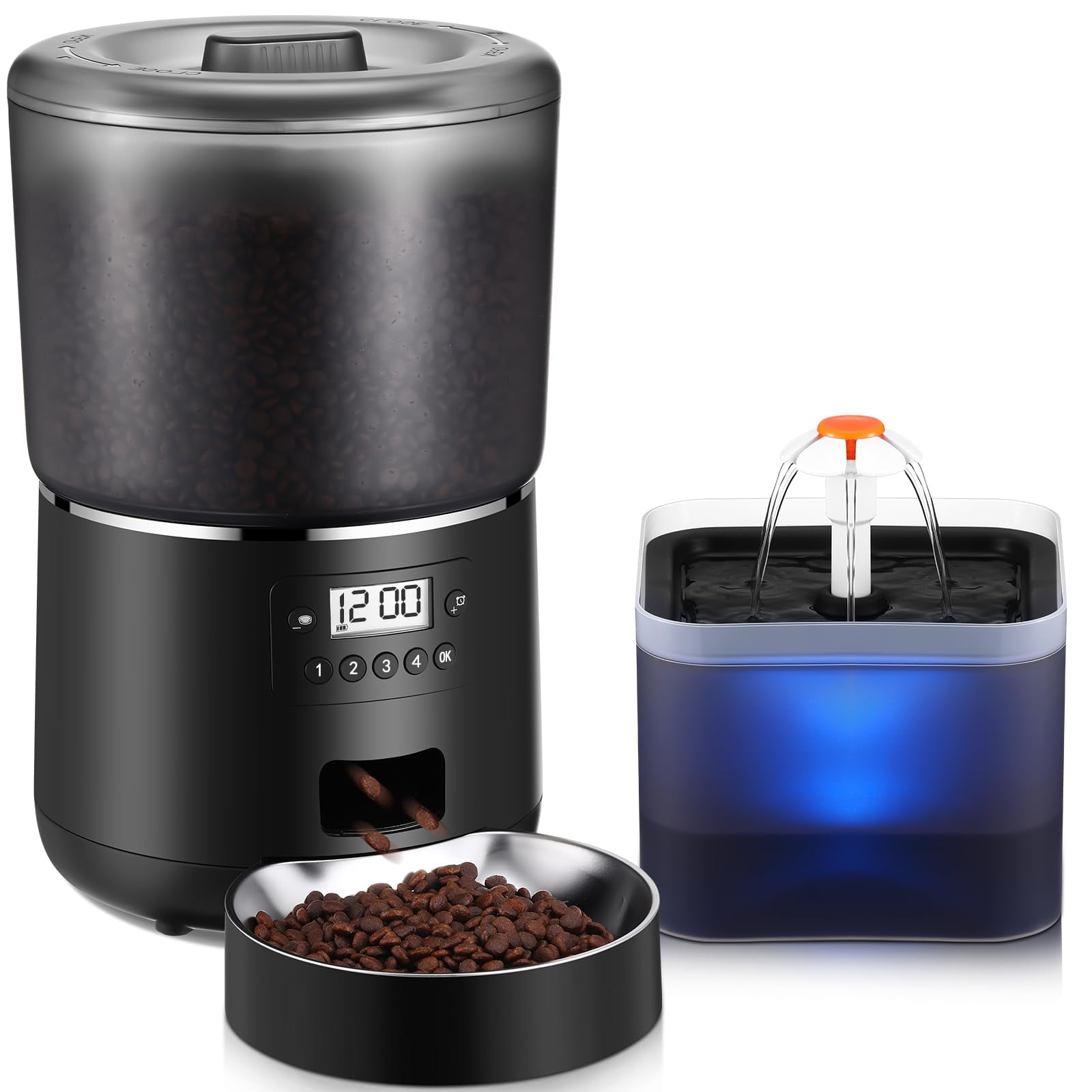 Honeydak Cat Feeder MMF7 and Cat Water Dispenser Cat Food and Water