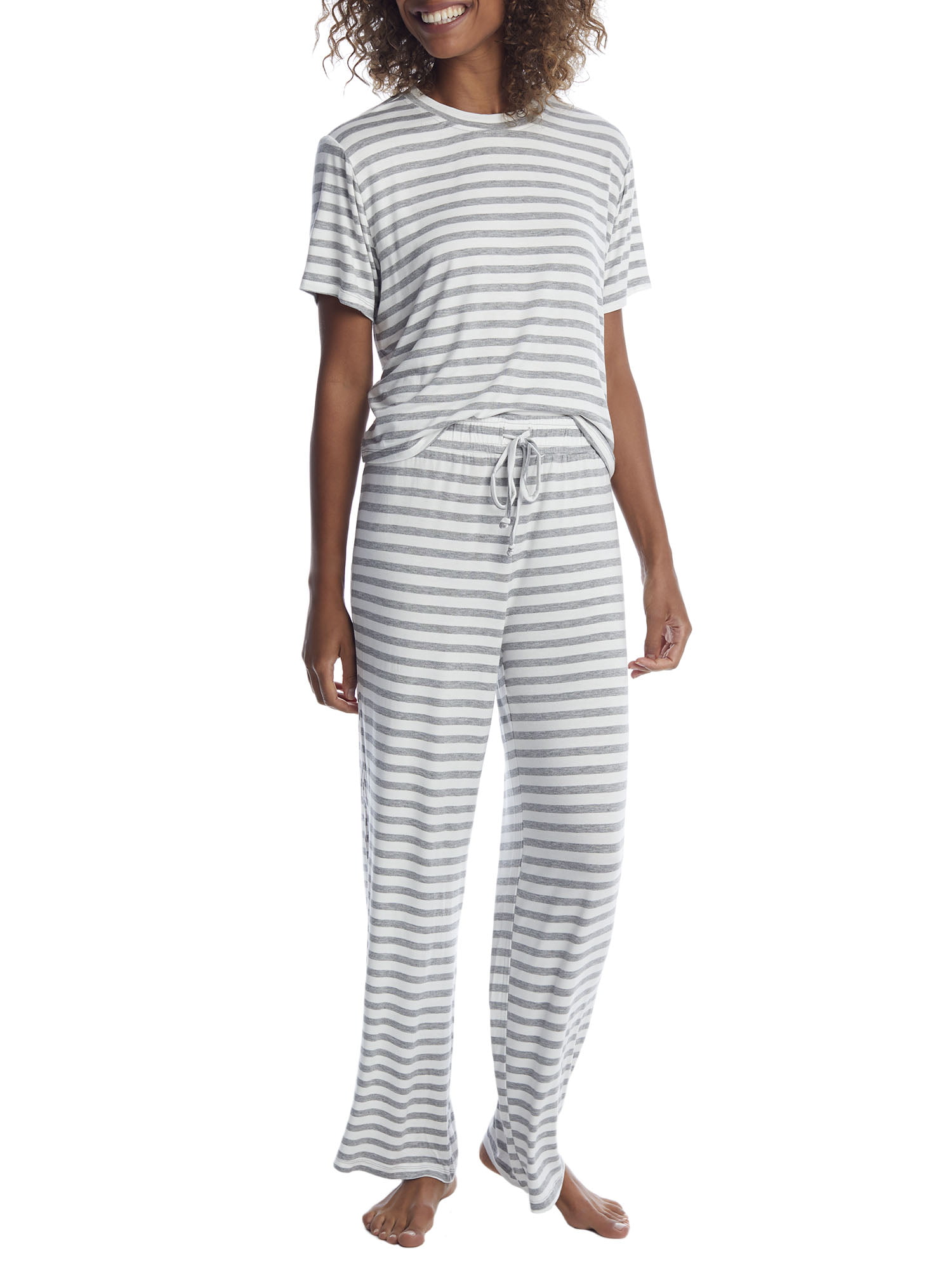Honeydew Intimates Womens Striped All American Knit Pajama Set  Style-33982-IVORY