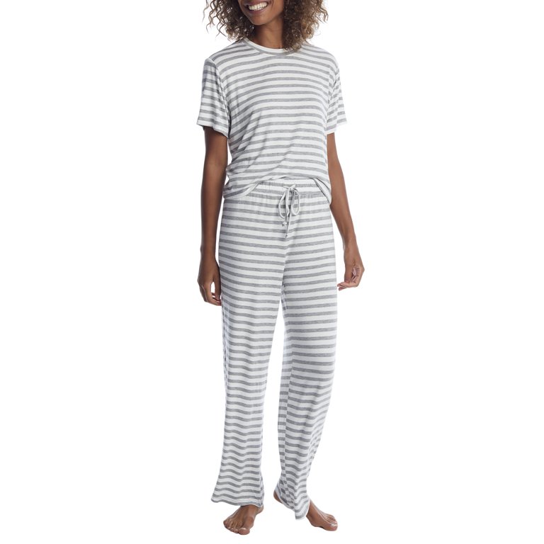 Honeydew Intimates Womens Striped All American Knit Pajama Set  Style-33982-IVORY 
