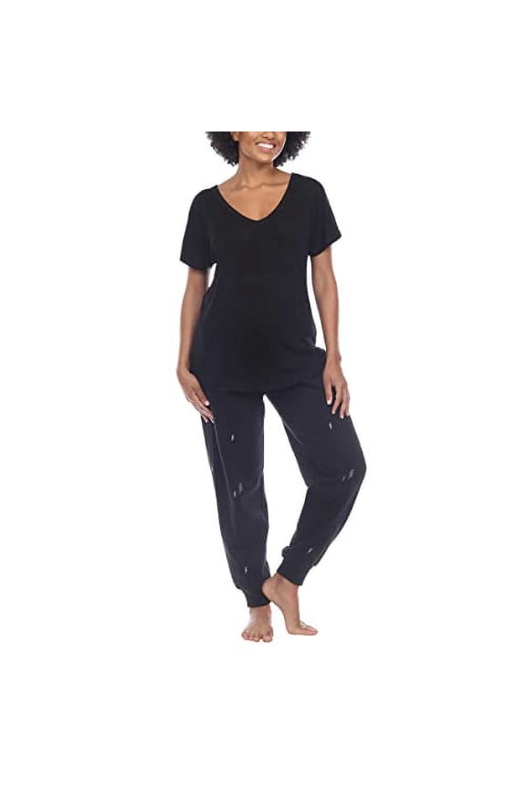 Honeydew Ladies' 2 Piece Embroidered Lounge Set (X-Small, Lightning Bolts)