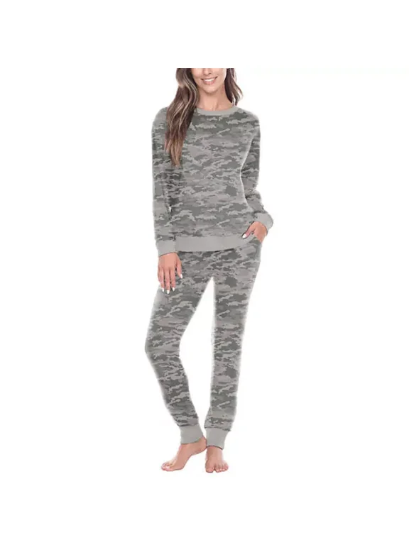 Honeydew Ladies 2-piece Lounge Pajama Set (Green Camo, X-Large)