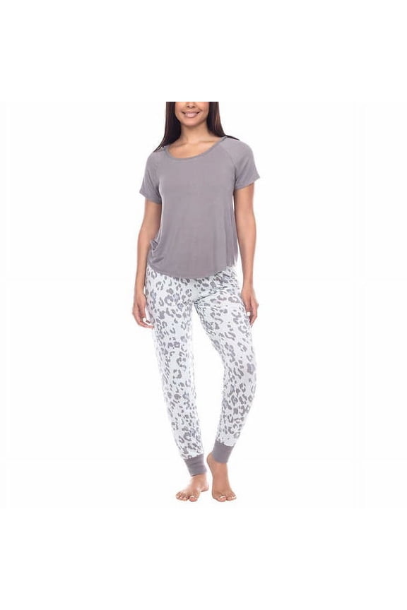 Honeydew Ladies' Jersey Jogger Lounge Set (Mint Leopard, Medium)