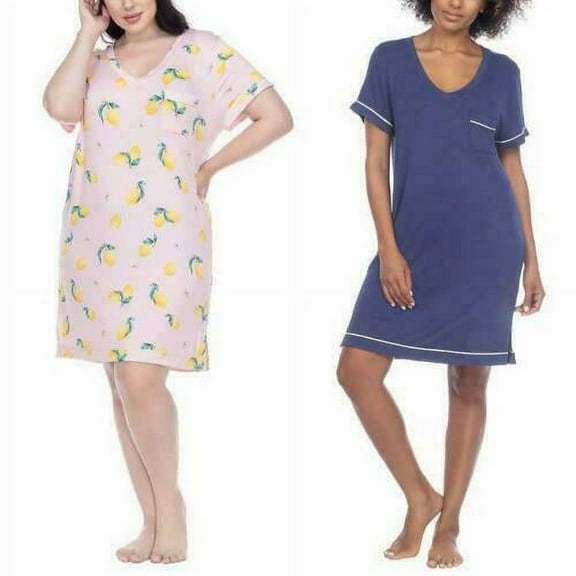 Honeydew Ladies' 2-Pack Sleep Shirt Size: M, Color: Navy Night/Starbird Lemons