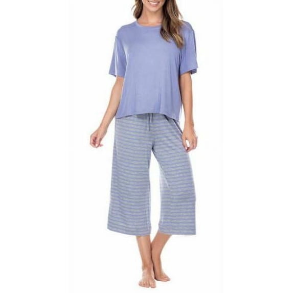 Honeydew Ladies' Super Soft Jersey 2-PIECE Pajama Set, Bluebell Stripe, Medium