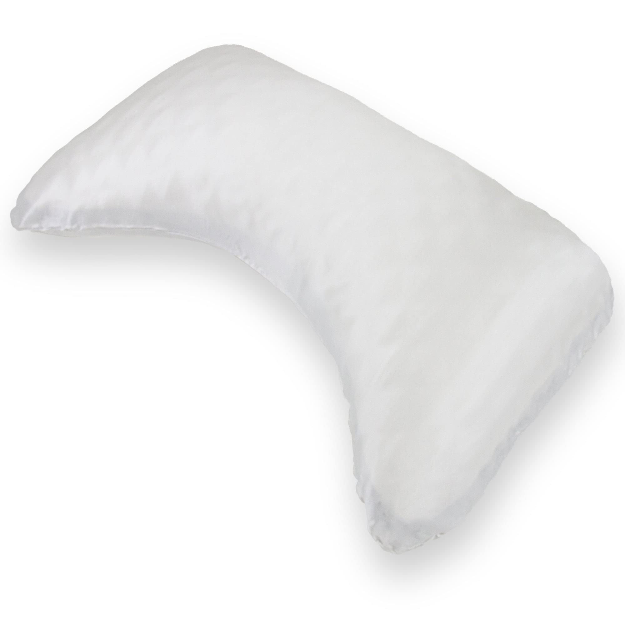 Honeydew Queen Organic Silk Curved Pillowcase – Luxury Side Sleeper Pillow Cover, Powdered Sugar White