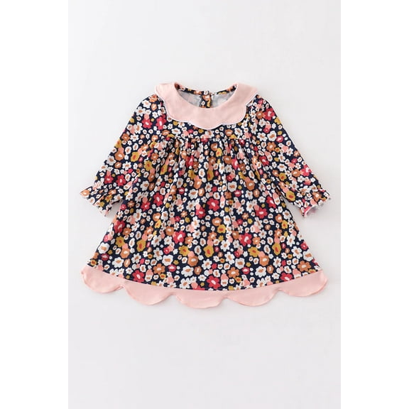 Honeydew Pink floral print girls dress