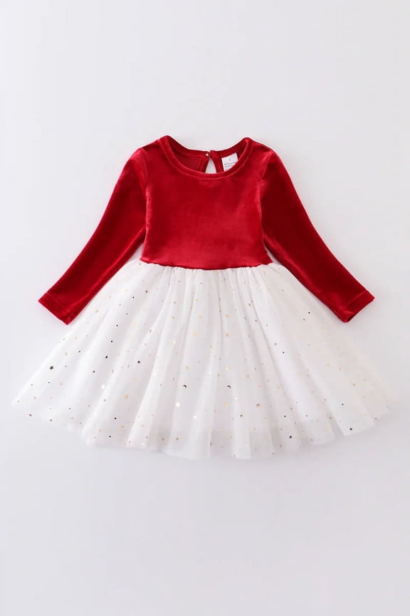 Honeydew Red velvet sparkling girls dress