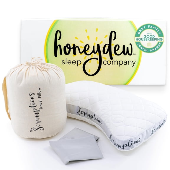Honeydew Scrumptious Travel Pillow with Copper Gel Fill Adjustable White