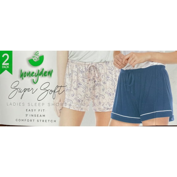 Honeydew Super Soft Women's Sleep Jersey Shorts, 2 Pack, Small