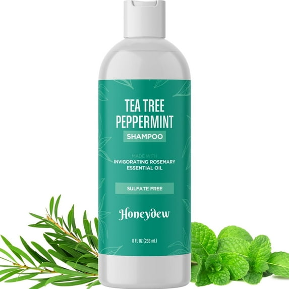 Invigorating Tea Tree Mint Shampoo - Rosemary Mint Shampoo for Oily Hair with Tea Tree Oil for Hair - Aromatherapy Clarifying Shampoo for Build Up Dry Scalp and Flakes with Essential Oils for Hair