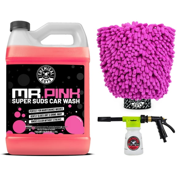 Chemical Guys Honeydew + Wash Mitt Mr. Pink + Wash Mitt + Foam Blaster 6