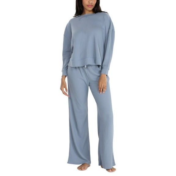 Honeydew Women's 2-Pc. Long-Sleeve Waffle-Knit Lounge Set - Stormy, Size X-Small
