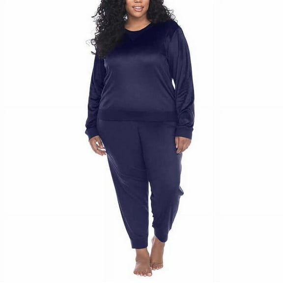Honeydew Women's 2-Pc Super Soft Fleece Pajama Lounge Set (Navy, 2X)