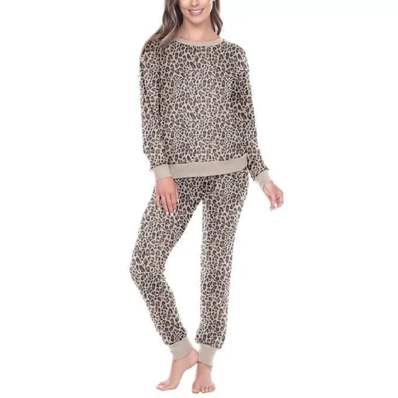Honeydew Women's 2-Pc Super Soft Printed Soft Pajama Lounge Set (Beige, M)