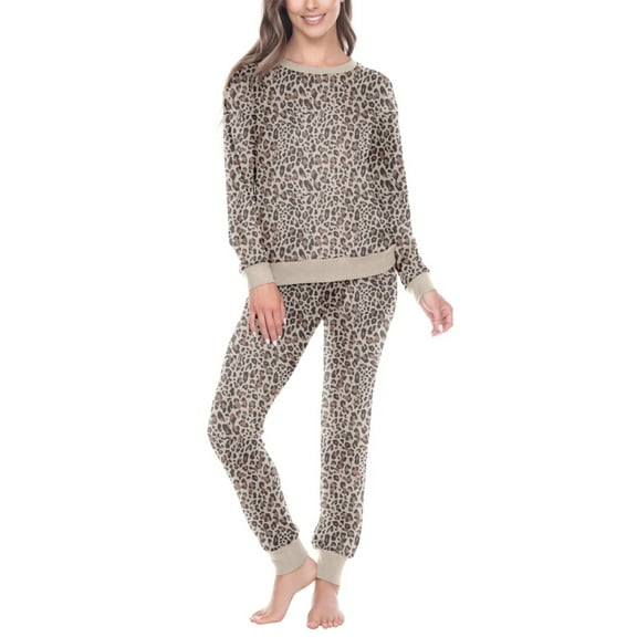 Honeydew Women's 2-Pc Super Soft Printed Soft Pajama Lounge Set (Beige, XXL)