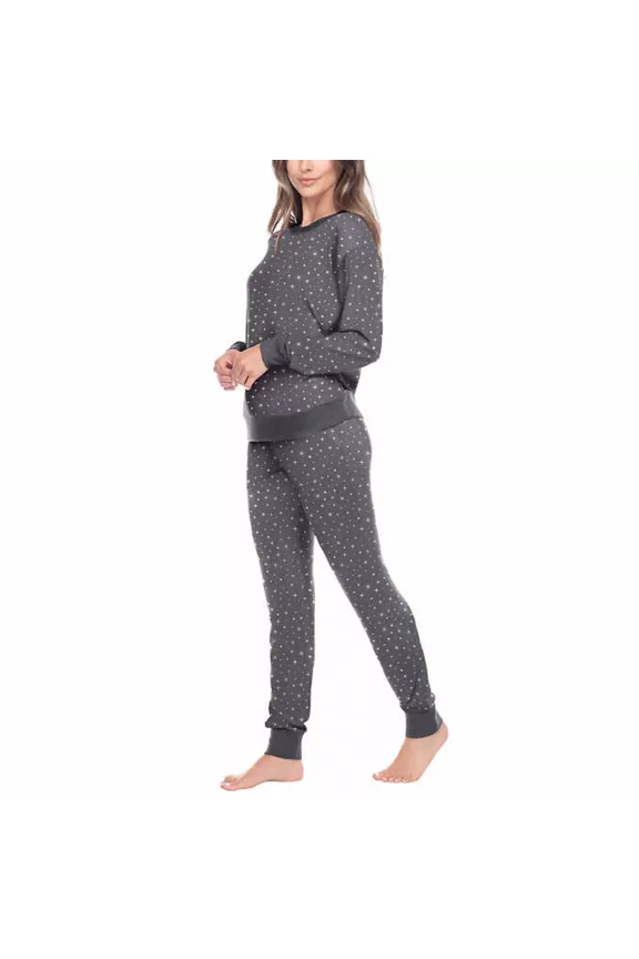 Honeydew Women's 2-Pc Super Soft Printed Soft Pajama Lounge Set (Gray, XL)