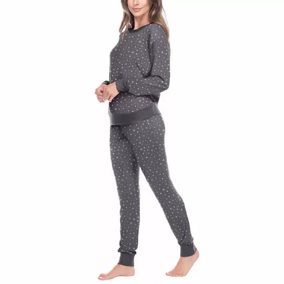 Honeydew Women's 2-Pc Super Soft Printed Soft Pajama Lounge Set (Gray, XL)