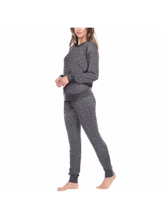 Honeydew Women's 2-Pc Super Soft Printed Soft Pajama Lounge Set (Gray, XL)
