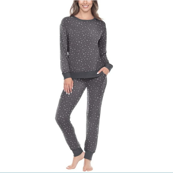 Honeydew Women's 2-Pc Super Soft Printed Soft Pajama Lounge Set (Gray, XXL)