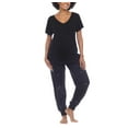 thumbnail image 1 of Honeydew Women's 2-piece Pajama Cotton Blend Embroidered Top and Pants Lounge Set-Black / S, 1 of 7