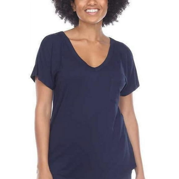 Honeydew Women's 2-piece Pajama Cotton Blend Embroidered Top and Pants Lounge Set-Blue / XL