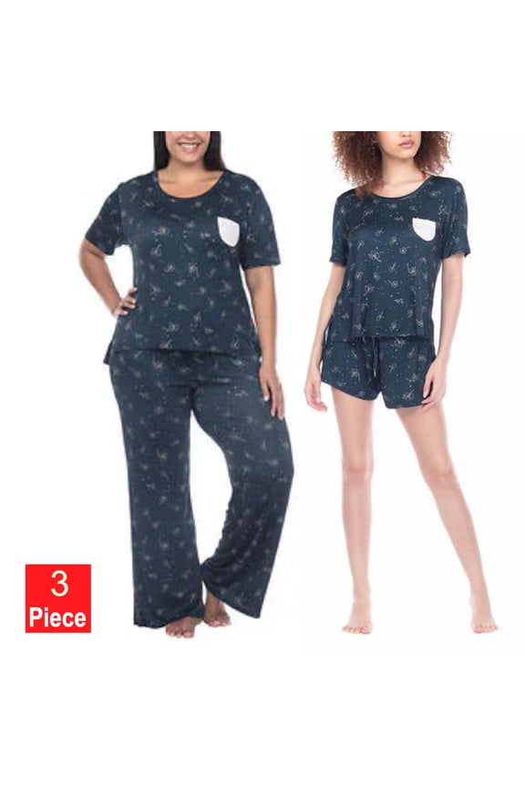 Honeydew Women's 3-Piece Plus Cozy Lightweight PJ Ultra Soft Lounge Pajama Set