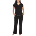 thumbnail image 1 of Honeydew Women's Ribbed 2 Piece Pajama Set Black S, 1 of 4