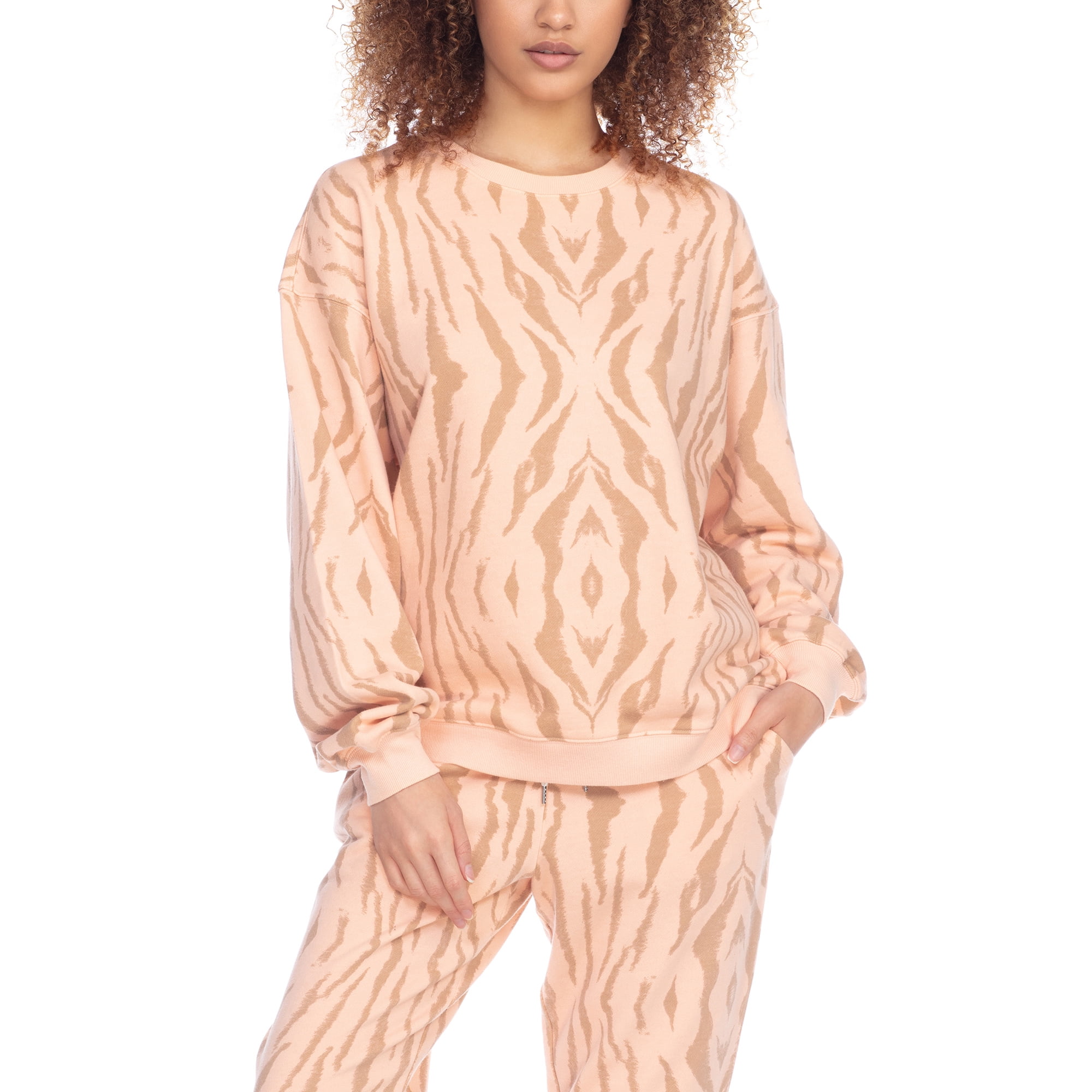 DITSY FLOWER PRINTED FRENCH TERRY & STRIPED TWILL SWEATSHIRT