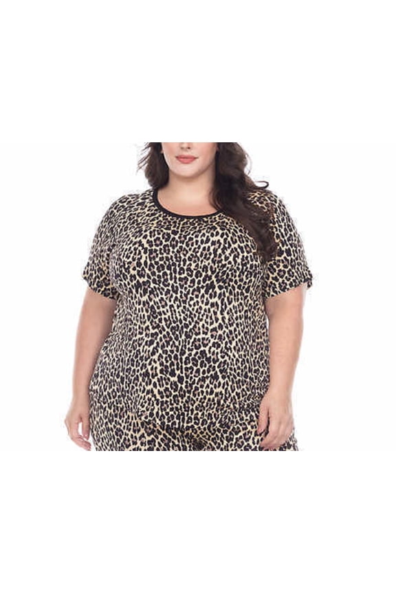 Honeydew Womens 1-Piece Printed Pajama Top Only,1-Piece, Small, Natural Leopard