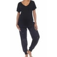 thumbnail image 1 of Honeydew Womens Embroidered Lounge Set 2 Piece,Black,X-Small, 1 of 3