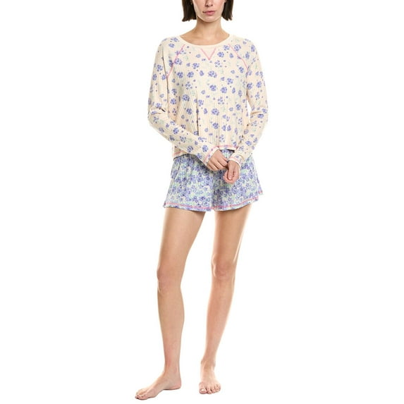 Honeydew womens 2pc Cuddle Crew Short Set, s, Blue