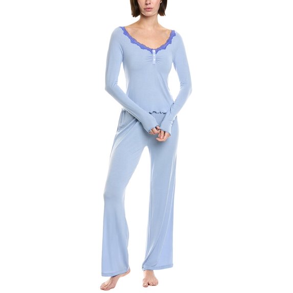 Honeydew womens 2pc Wind Down Long Set, l, Blue