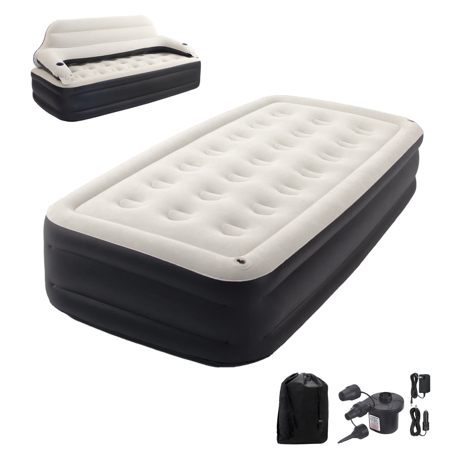 Honeydrill Twin Size Blow Air Mattress with Headboard, Portable ...