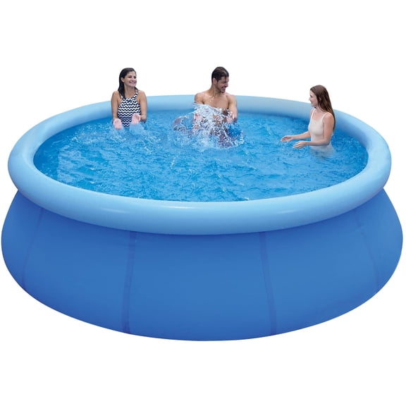 Honeydrill 12 ft x 36 in Above Ground Inflatable Pools, Top Ring Easy-Set Round Pool, Blue
