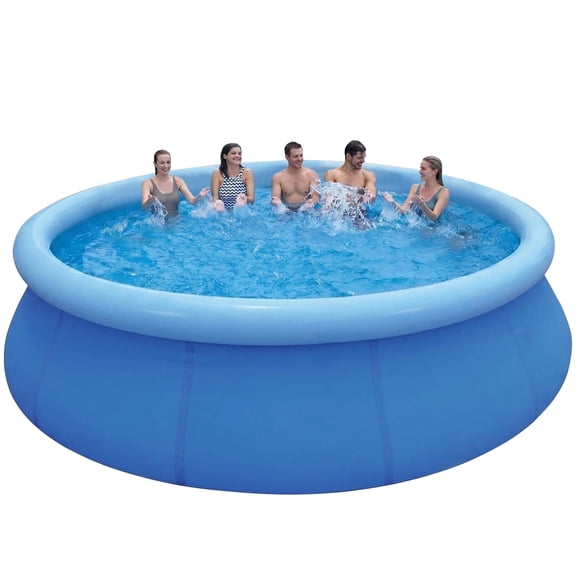 Honeydrill 14 ft x 33 in Above Ground Pools, Inflatable Top Ring Easy-Set Round Pool, Blue