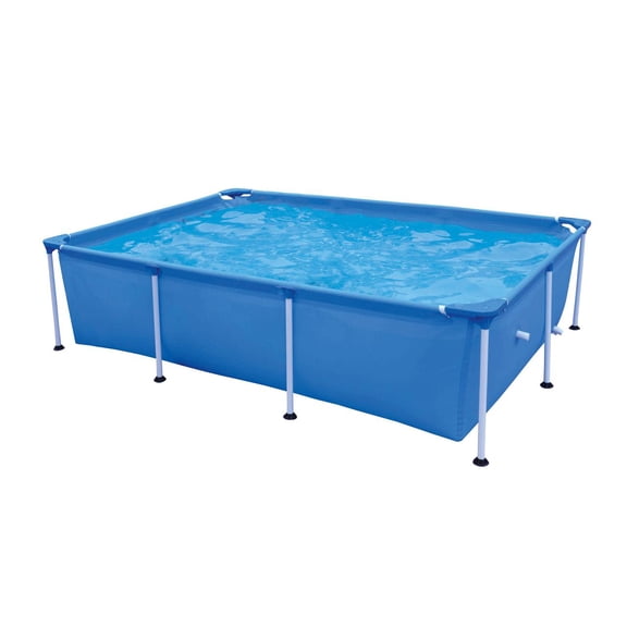 Honeydrill 8.5ft x 6ft x 26in Rectangular Metal Frame Above Ground Swimming Pool for Family, Blue
