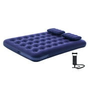 Honeydrill Full Size Inflatable Camping Mattress Flocking Air Bed with Two Pillows and Pump