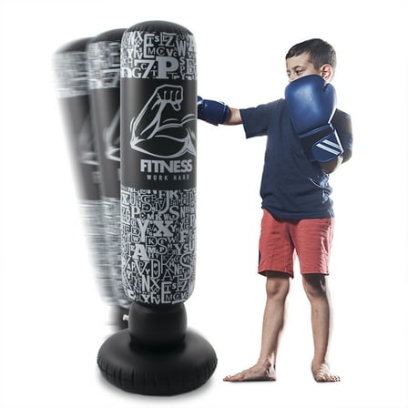 Honeydrill Inflatable Punching Bag Boxing Bag for Kids, Black