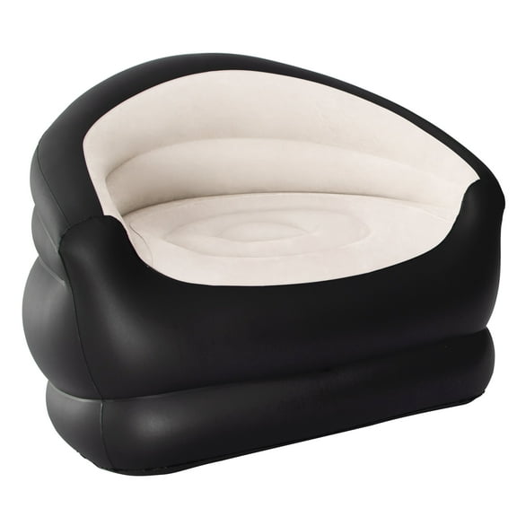 Honeydrill Inflatable Sofa, Air Flocking Couch for Outdoor Camping, Black&Beige(Pump Not Included)