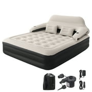 Honeydrill Queen Size 15" Air Mattress with Headboard, Airbed Inflatable Couch with Pump