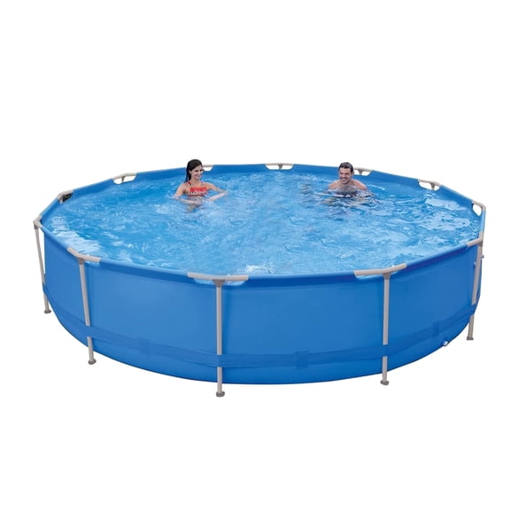 Honeydrill 12ft x 30in Metal Frame Above Ground Swimming Pool, Round