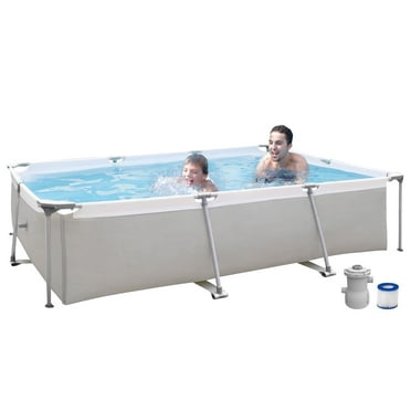 Honeydrill 10ft x 6.8ft x 25.6in Frame Above Ground Pool Set with Filter Pump, Gray