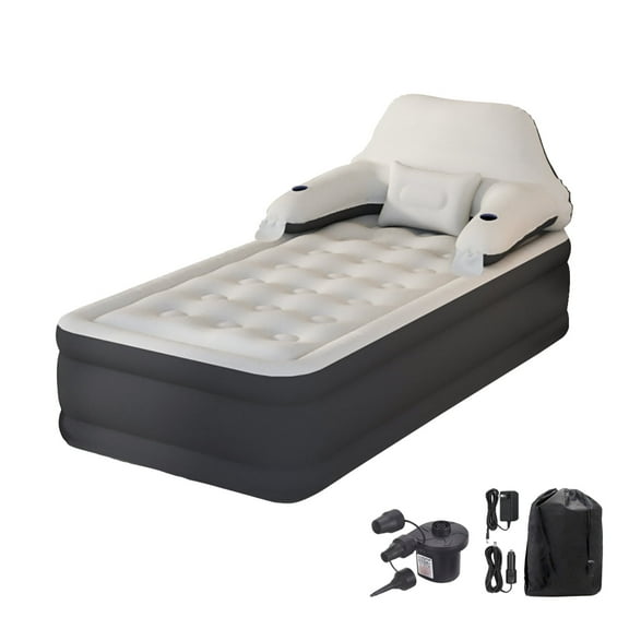 Honeydrill Twin Size 15" Air Mattress with Headboard, Airbed Inflatable Couch with Pump