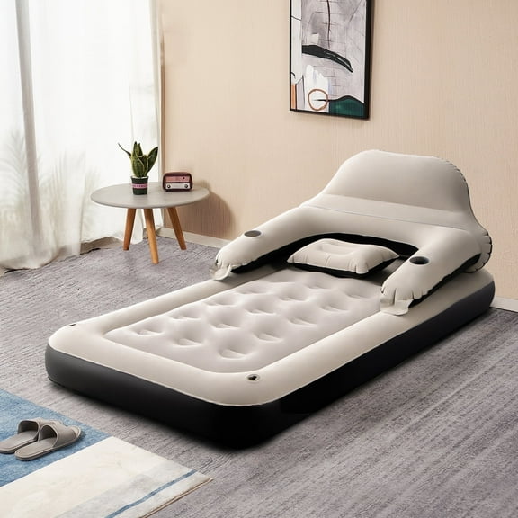 Honeydrill Twin Size 9" Air Mattress with Headboard, Air Couch Sofa Bed